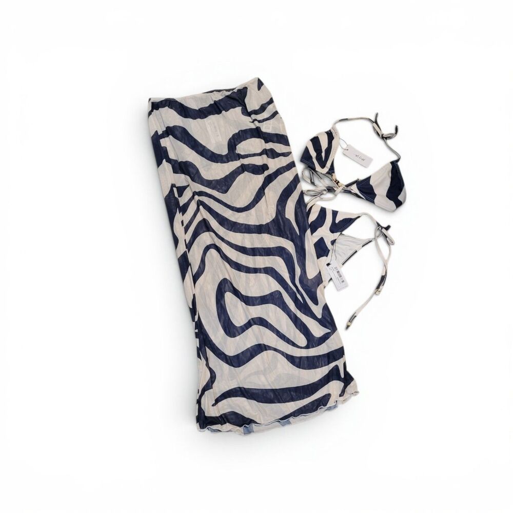Nasty Gal Zebra Triangle Beaded 3 pc. Bikini Set
